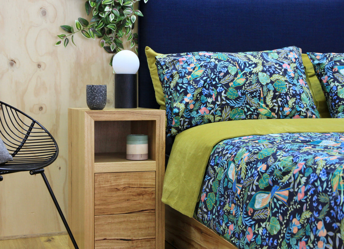 wood bedside table