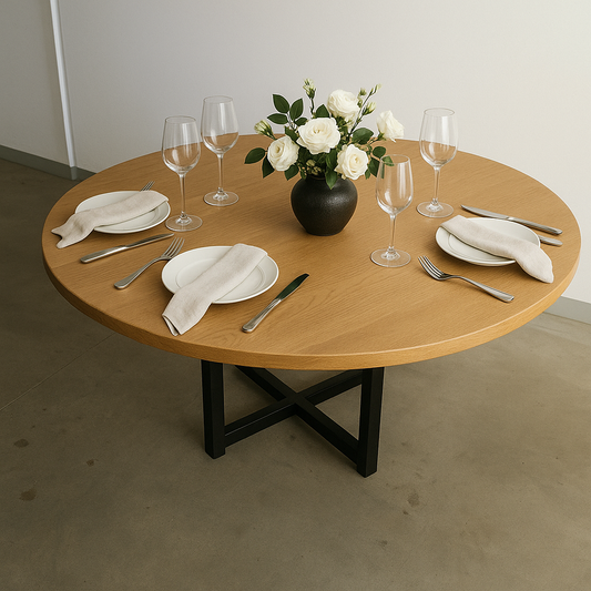 Available Now - Bespoke Round Timber Dining Table American White Oak