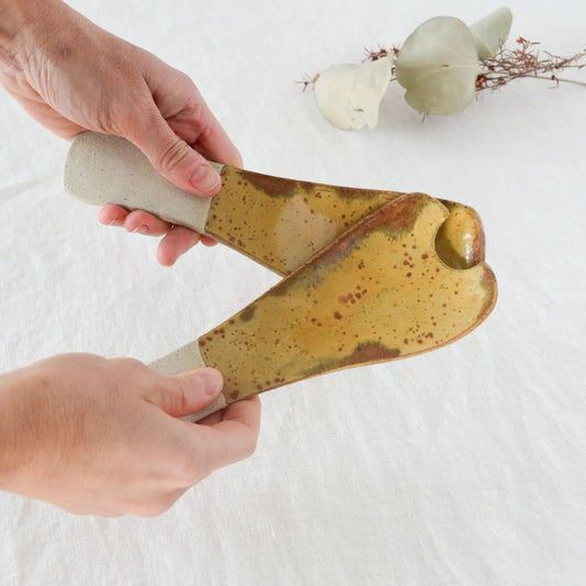 Kim Wallace Ceramic Salad servers ~ Earthy Retro