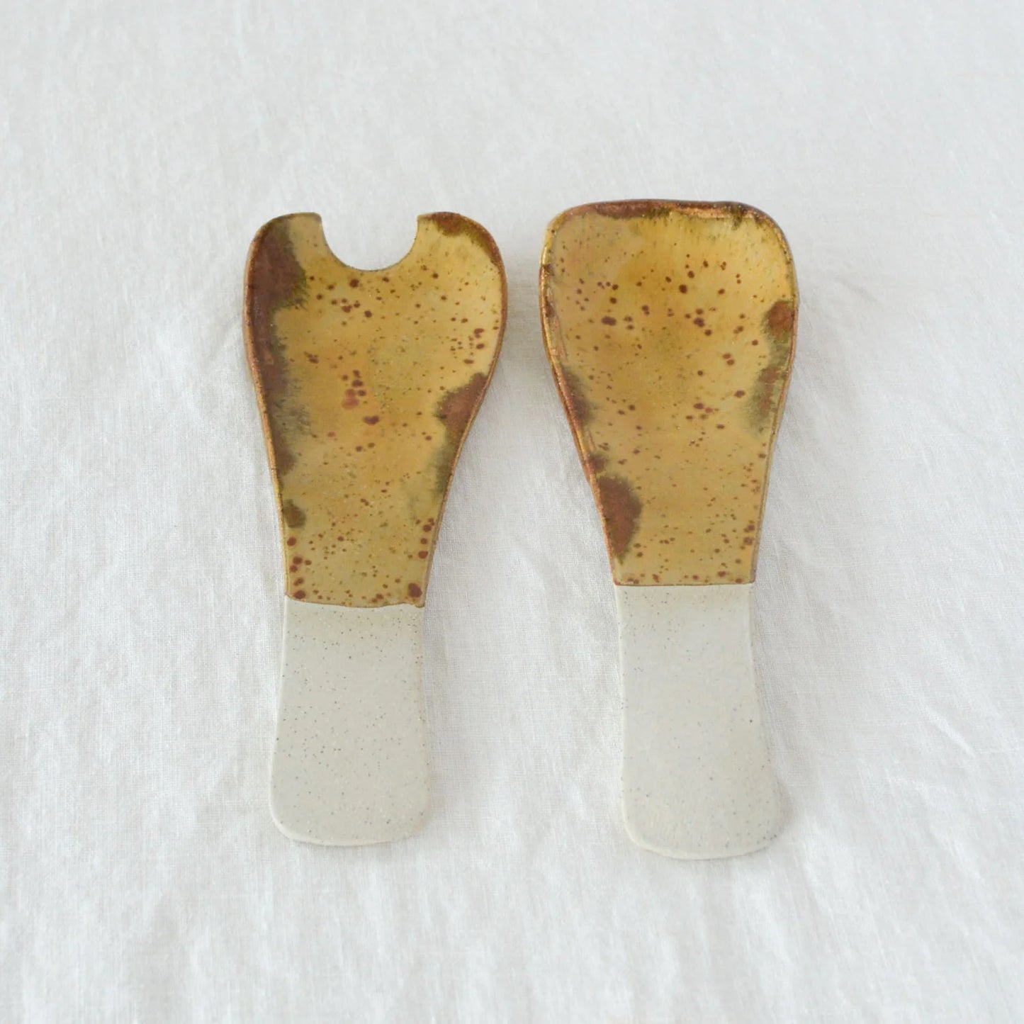 Kim Wallace Ceramic Salad servers ~ Earthy Retro