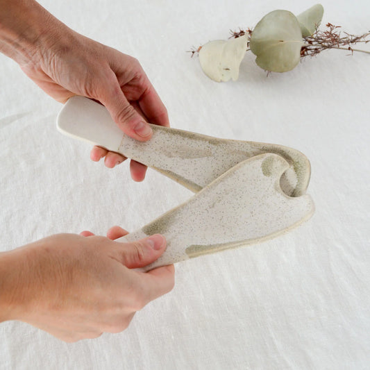Kim Wallace Ceramic Salad servers ~ Naturals