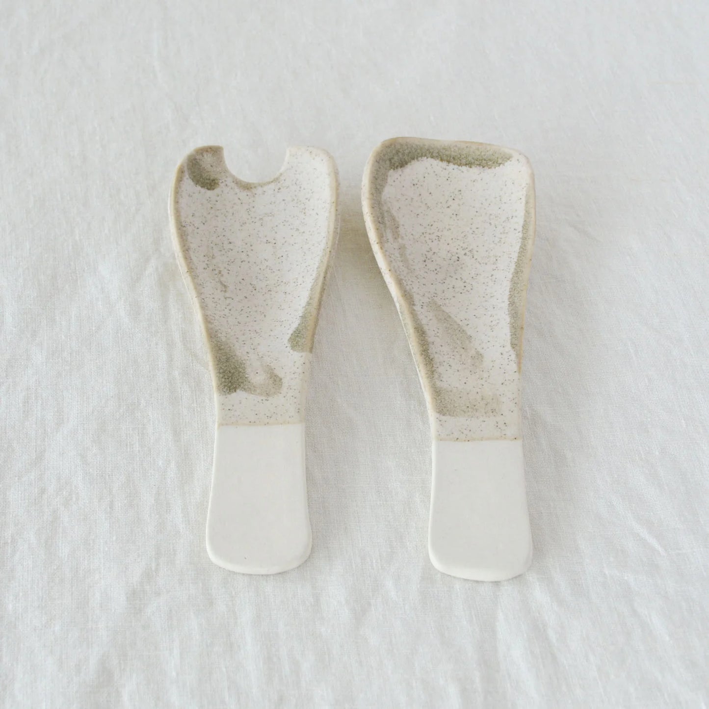 Kim Wallace Ceramic Salad servers ~ Naturals