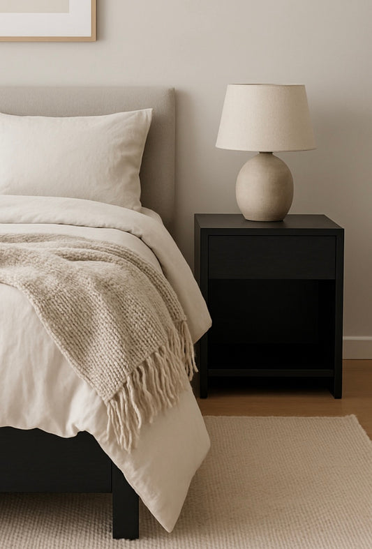 Available Now - Sienna Black Solid Timber Bedside Tables