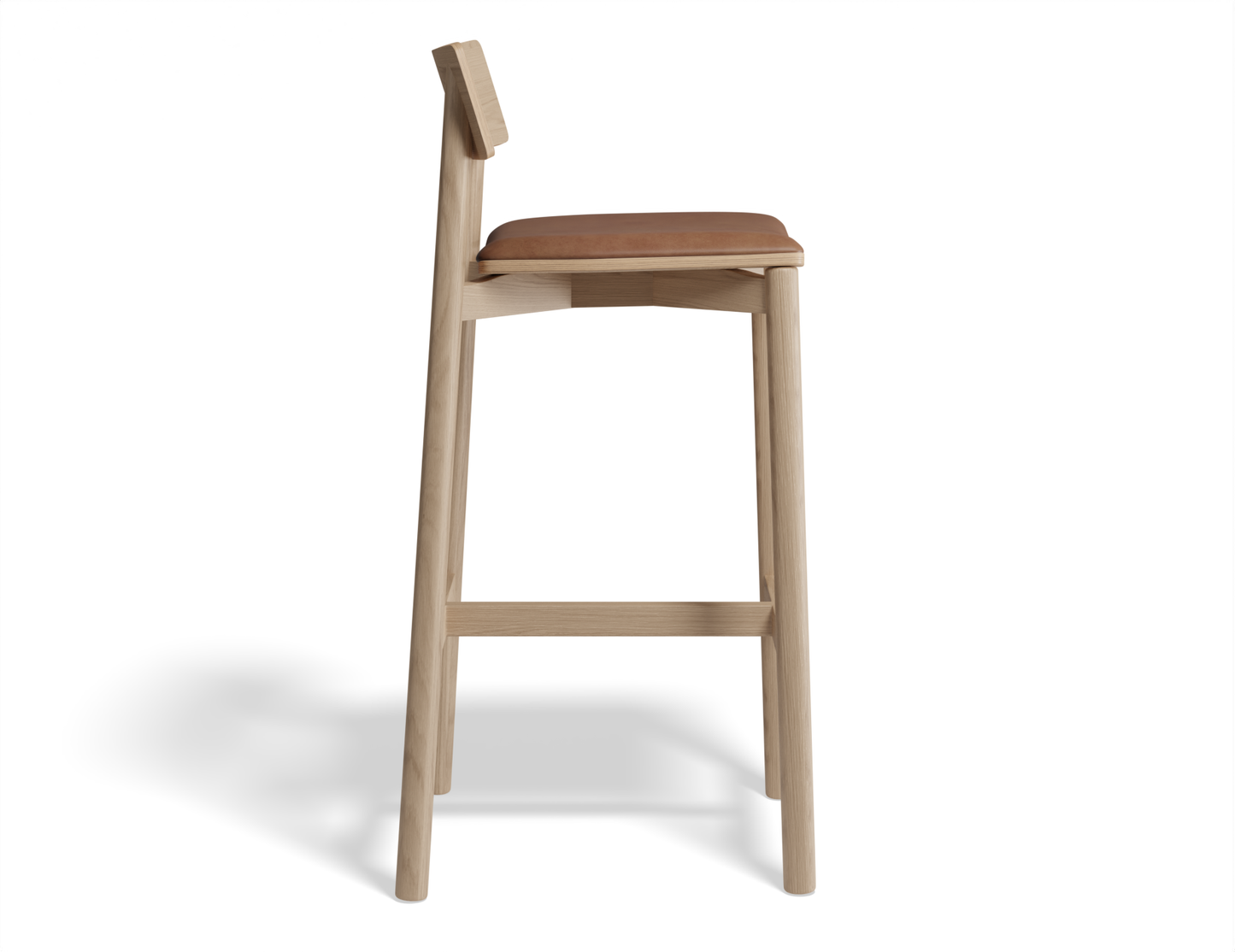 Riviera Bar Stool Natural Ash with upholstered padded seat