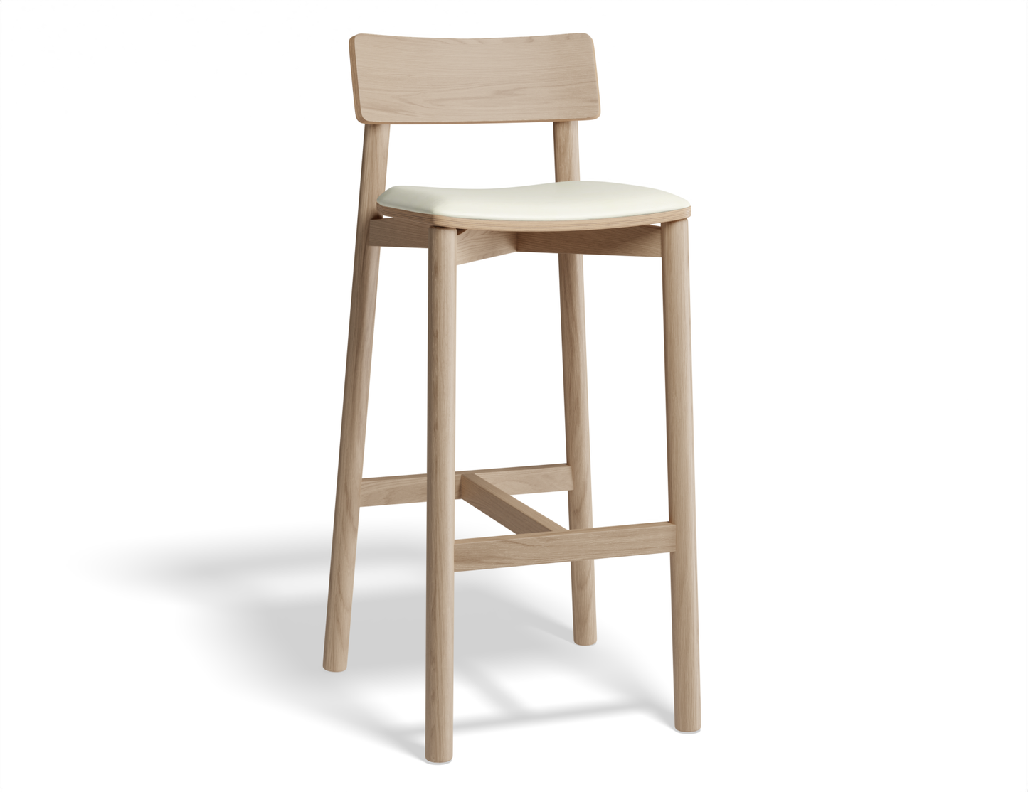 Riviera Bar Stool Natural Ash with upholstered padded seat