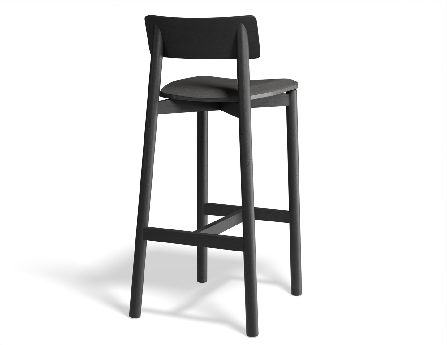 Riviera Bar Stool Black Ash with upholstered padded seat
