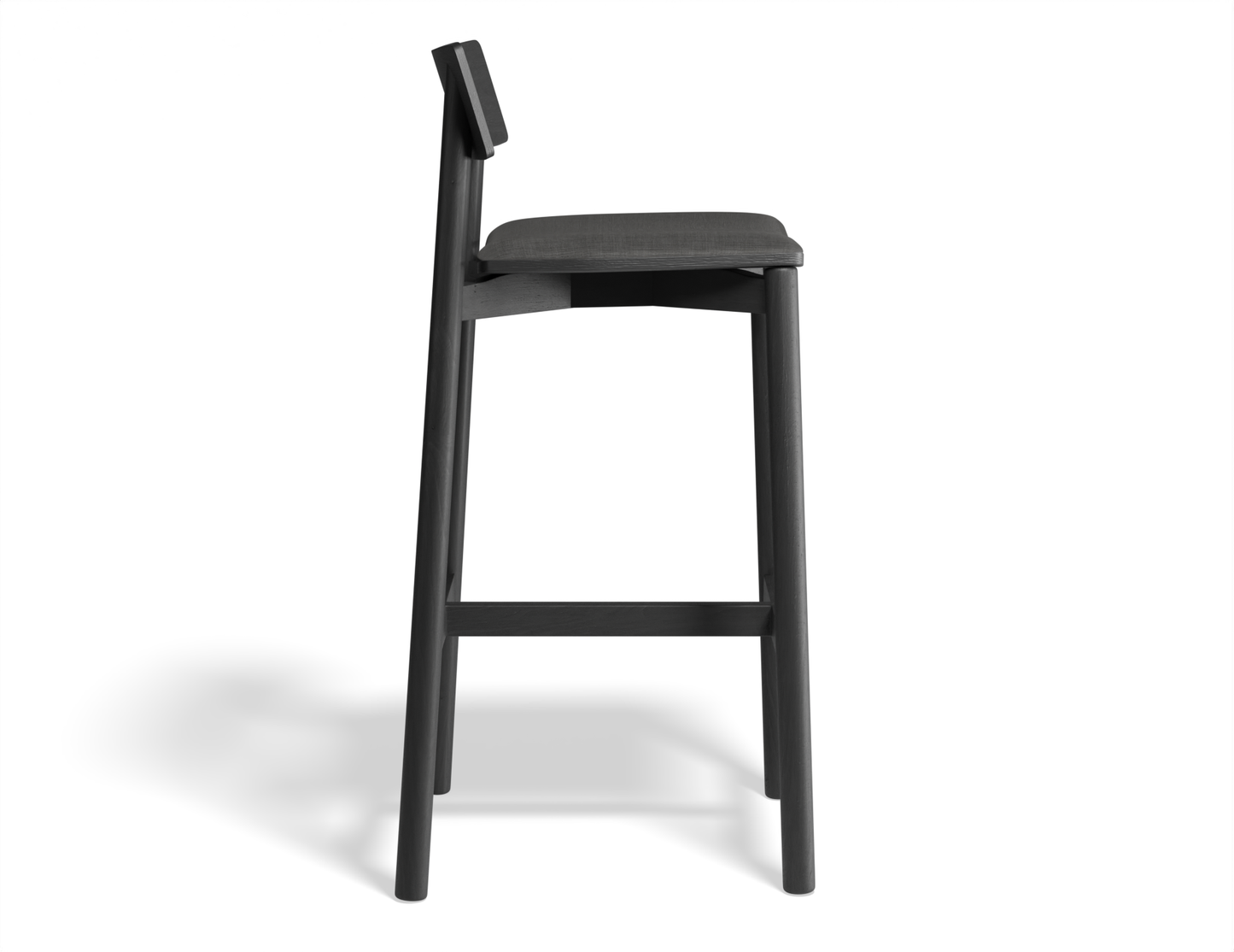 Riviera Bar Stool Black Ash with upholstered padded seat