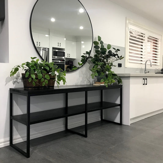timber console table