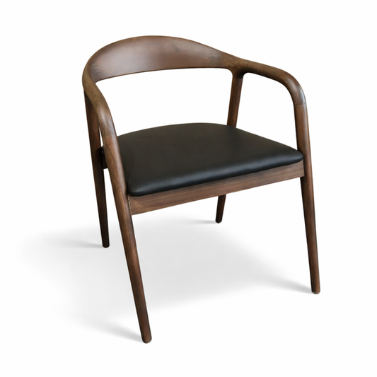 Belvedere Dining Chair — Ash Stained Walnut with Upholstered Leather Seat