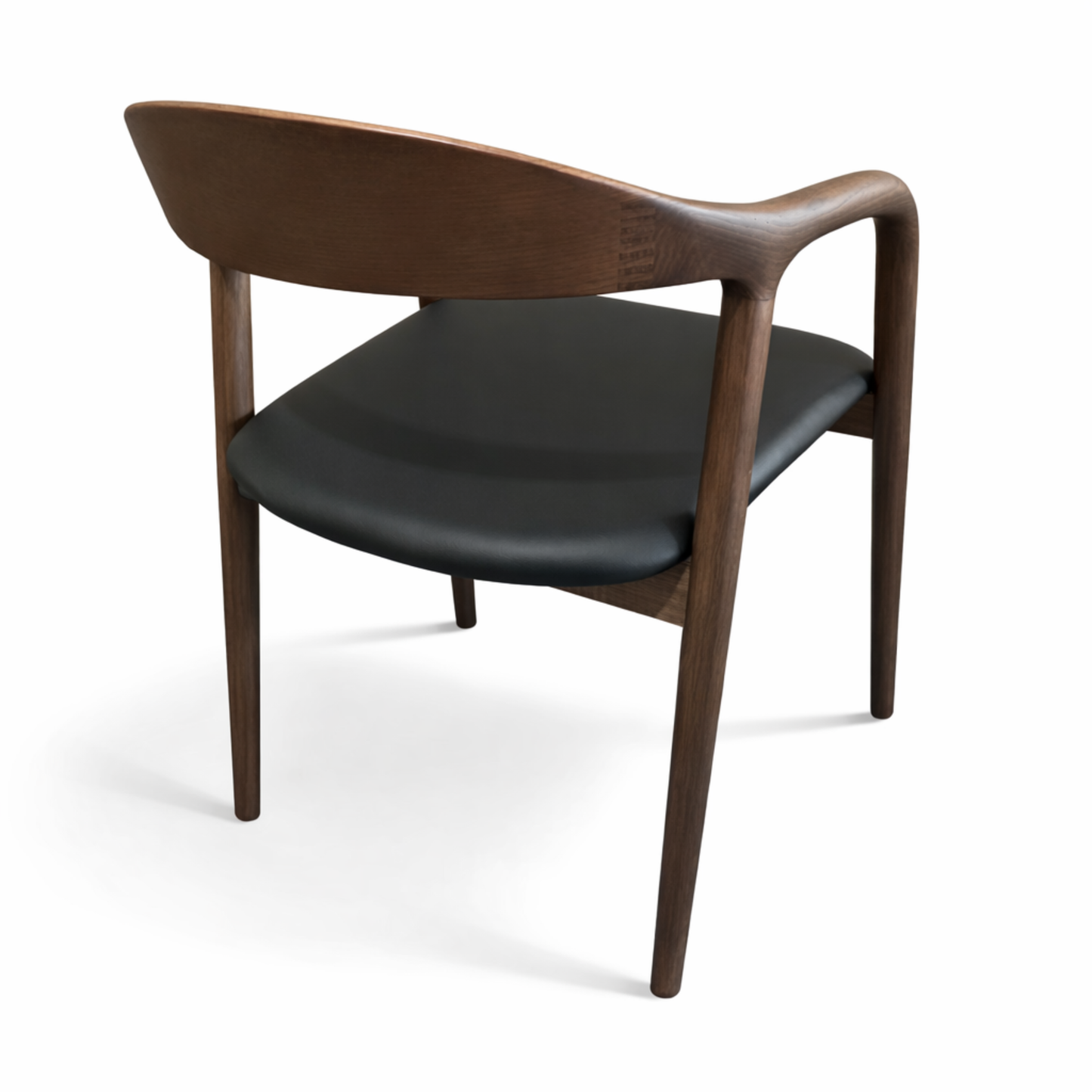 Belvedere Dining Chair — Ash Stained Walnut with Upholstered Leather Seat