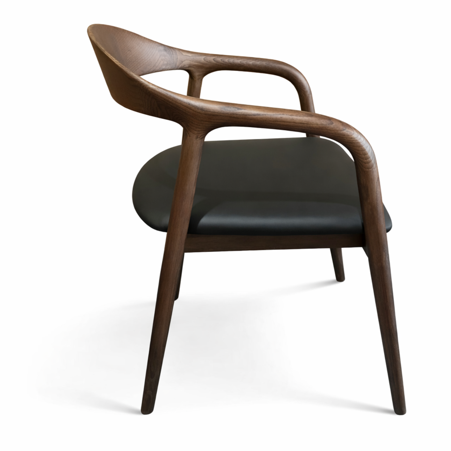 Belvedere Dining Chair — Ash Stained Walnut with Upholstered Leather Seat