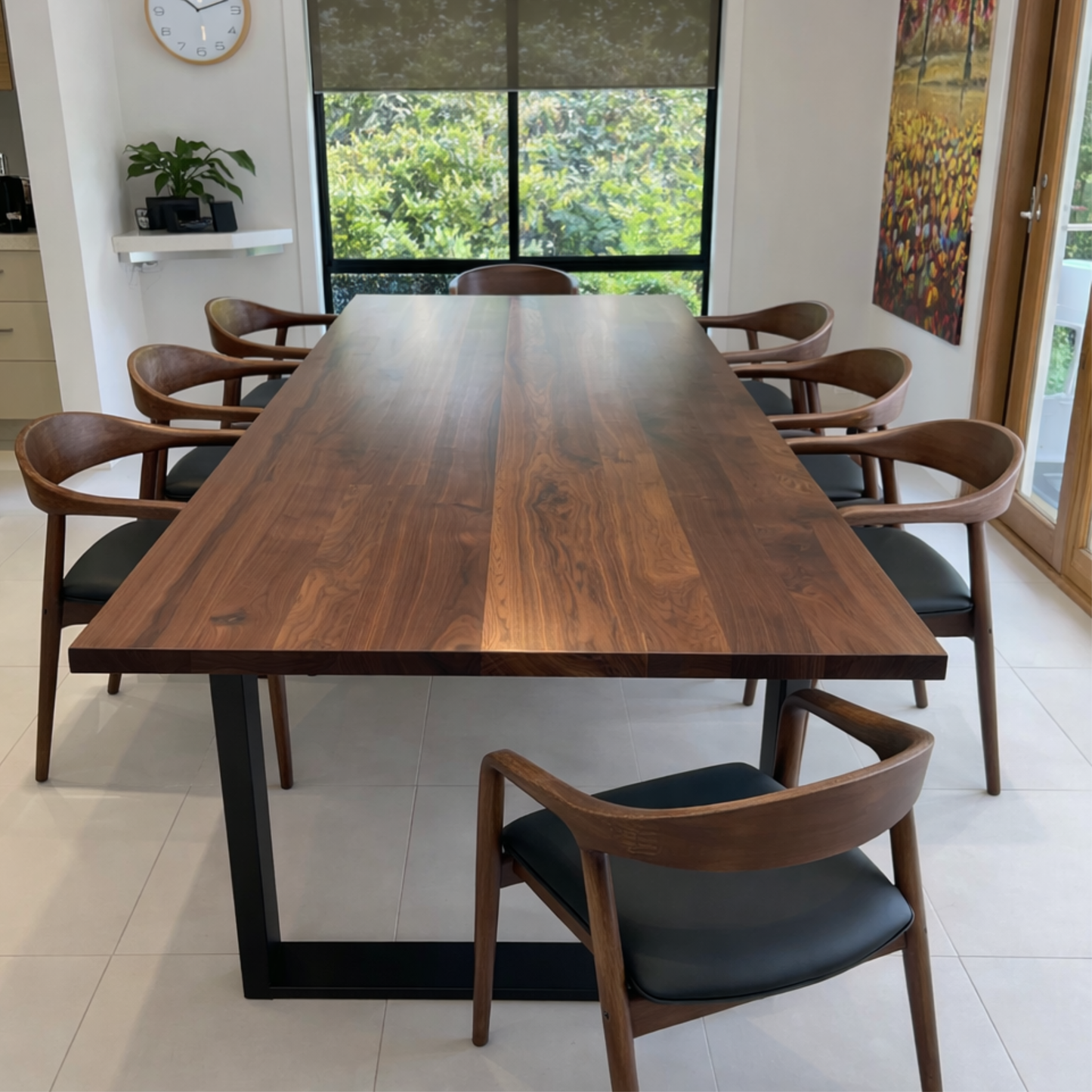Belvedere Dining Chair — Ash Stained Walnut with Upholstered Leather Seat