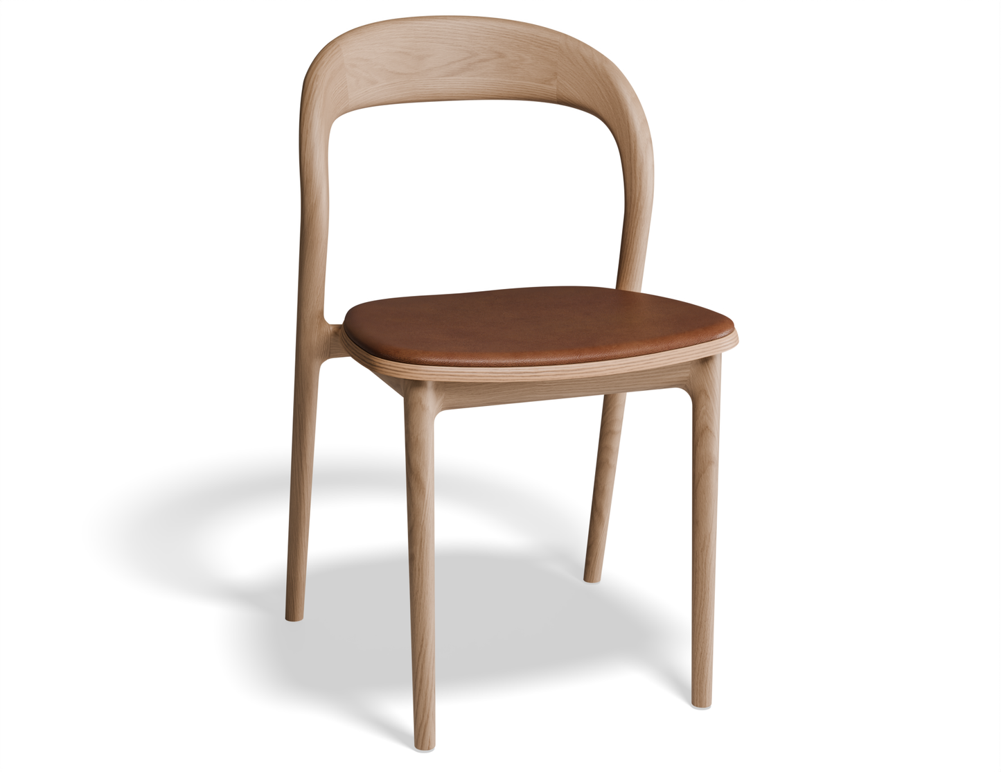 Ava Dining Chair Natural Ash with Tan Padded Seat