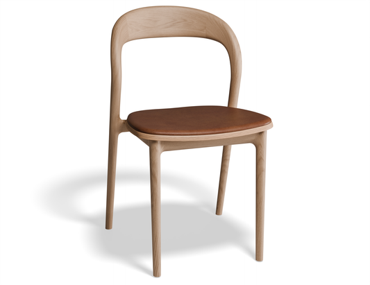 Ava Dining Chair Natural Ash with Tan Padded Seat