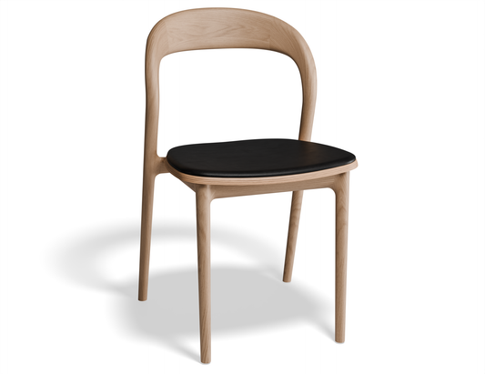 Ava Dining Chair Natural Ash with Black Padded Seat