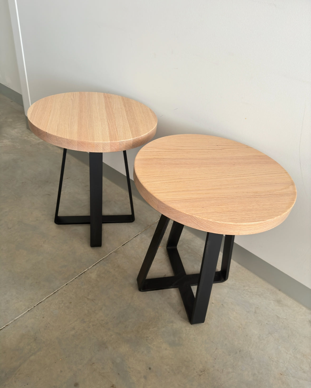 Available Now - American Oak Artisan Round Side Tables