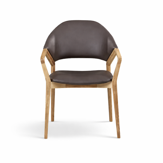 Montclair Dining Chair — Ash with Upholstered Microfibre Leather Seat