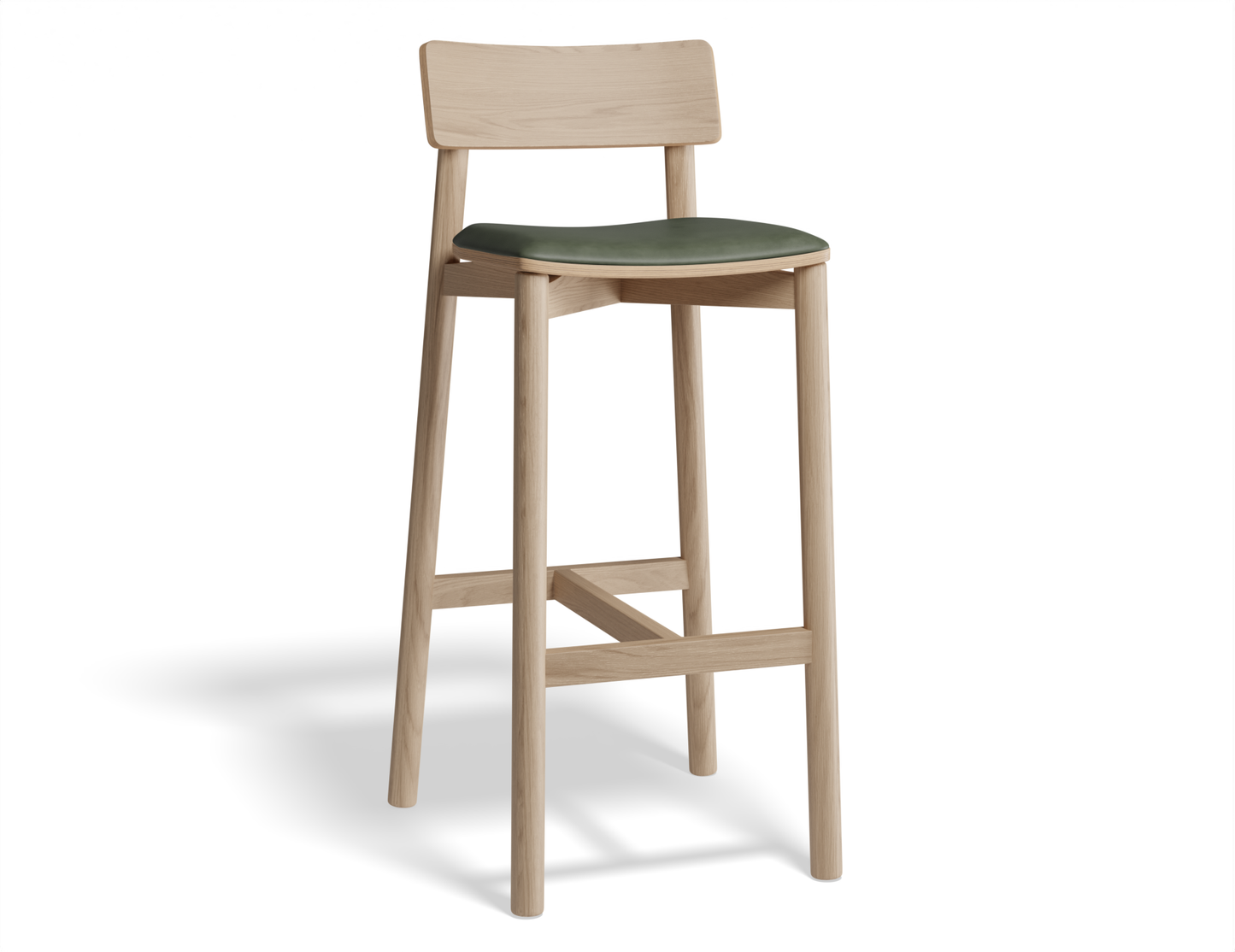 Riviera Bar Stool Natural Ash with upholstered padded seat