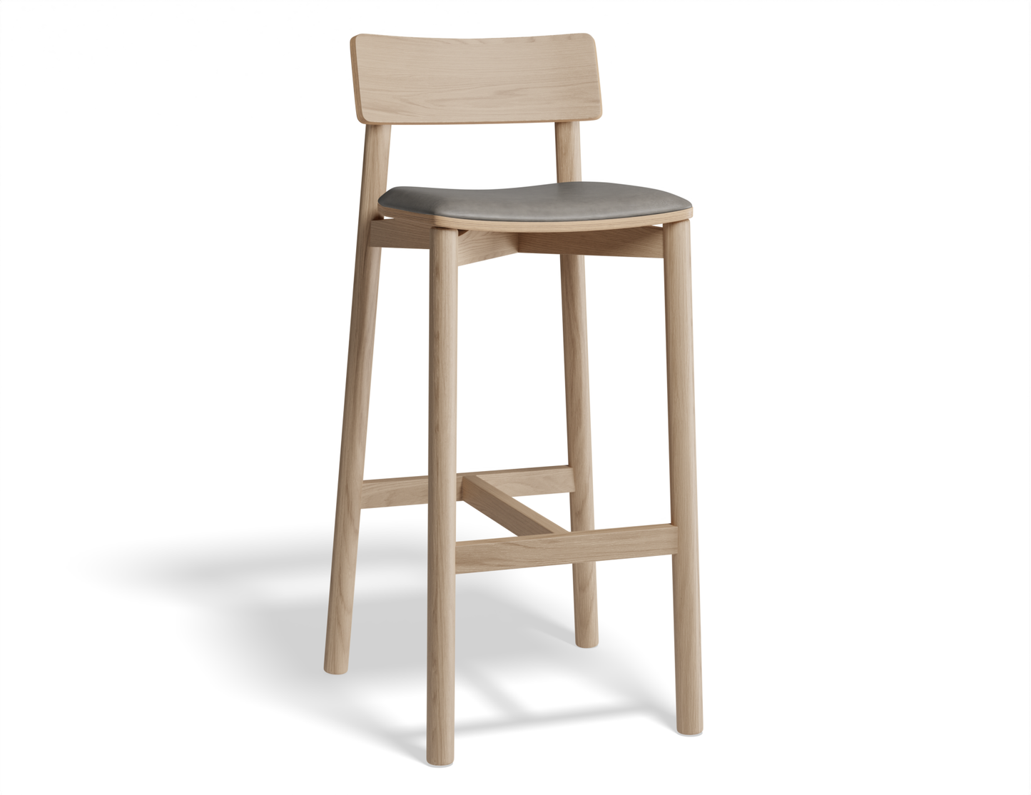 Riviera Bar Stool Natural Ash with upholstered padded seat