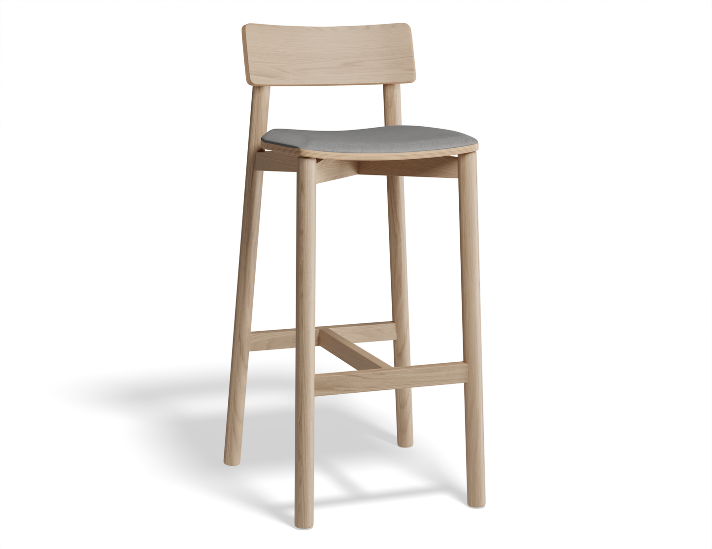 Riviera Bar Stool Natural Ash with upholstered padded seat