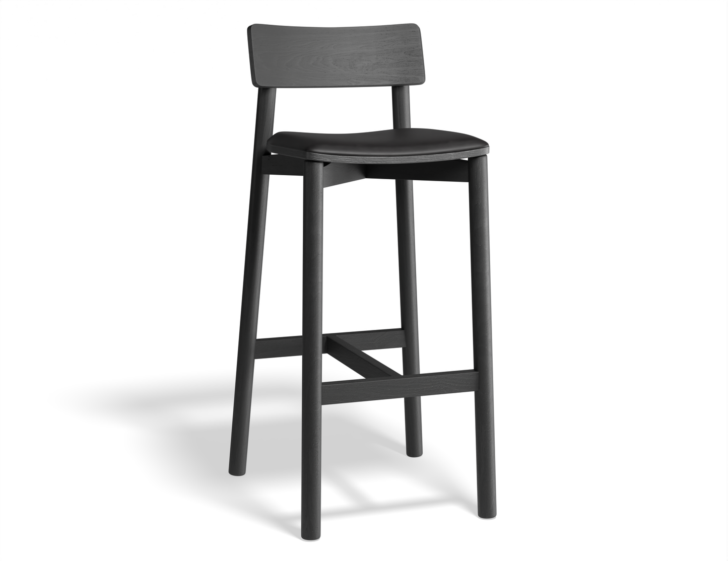 Riviera Bar Stool Black Ash with upholstered padded seat